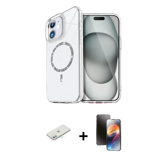 MARSİLYAN™- iPhone 11 Kılıf Kıvılcım Form Prime - Siyah 3D Antistatik Mat Seramik Nano Ekran Koruyucu + Renkli Kamera Lens Koruma Cam - SI