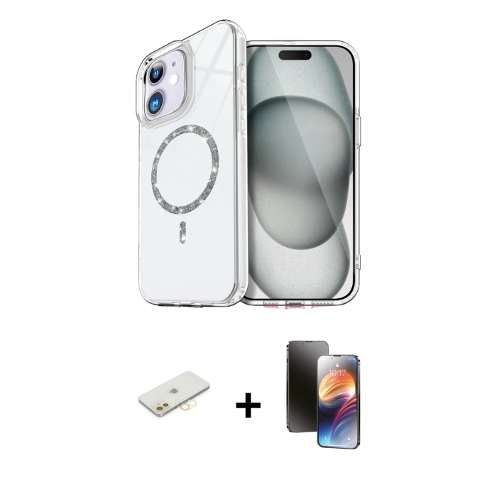 MARSİLYAN™- iPhone 11 Kılıf Kıvılcım Form Prime - Siyah 3D Antistatik Mat Seramik Nano Ekran Koruyucu + Renkli Kamera Lens Koruma Cam - SI