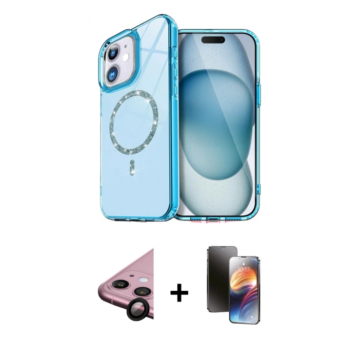 MARSİLYAN™- iPhone 11 Kılıf Kıvılcım Form Prime - Siyah 3D Antistatik Mat Seramik Nano Ekran Koruyucu + Siyah Raze Metal Kamera Lens