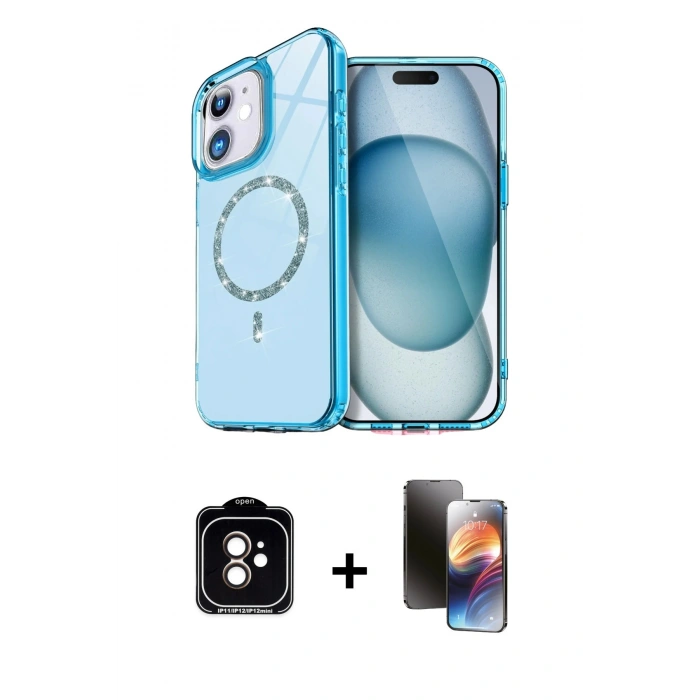 MARSİLYAN™- iPhone 11 Kılıf Kıvılcım Form Prime - Siyah 3D Antistatik Mat Seramik Nano Ekran Koruyucu + PVD Metal Kamera Lens - TU