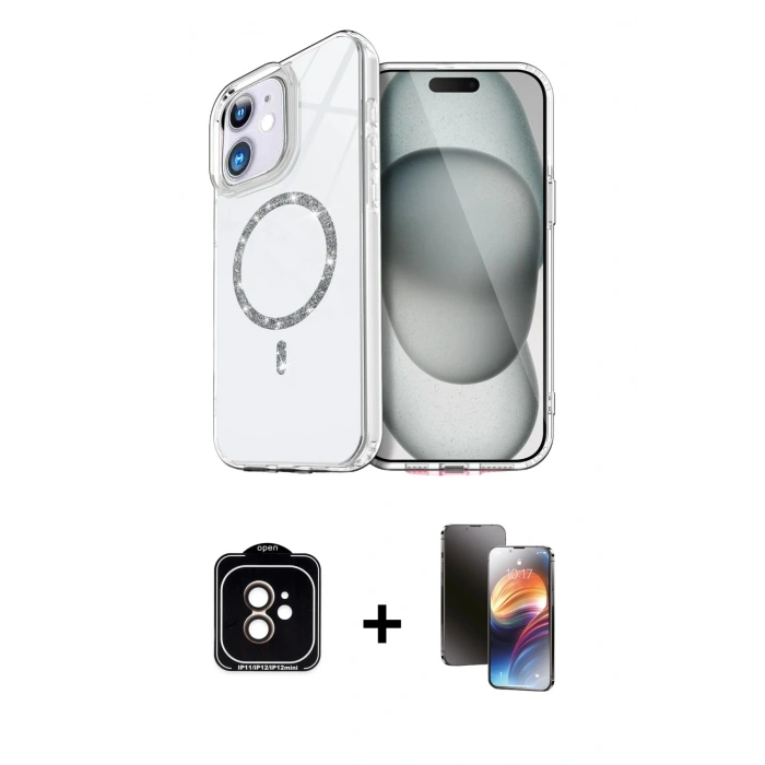 MARSİLYAN™- iPhone 11 Kılıf Kıvılcım Form Prime - Siyah 3D Antistatik Mat Seramik Nano Ekran Koruyucu + PVD Metal Kamera Lens - TU