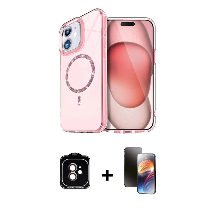 MARSİLYAN™- iPhone 11 Kılıf Kıvılcım Form Prime - Siyah 3D Antistatik Mat Seramik Nano Ekran Koruyucu + PVD Metal Kamera Lens - TU
