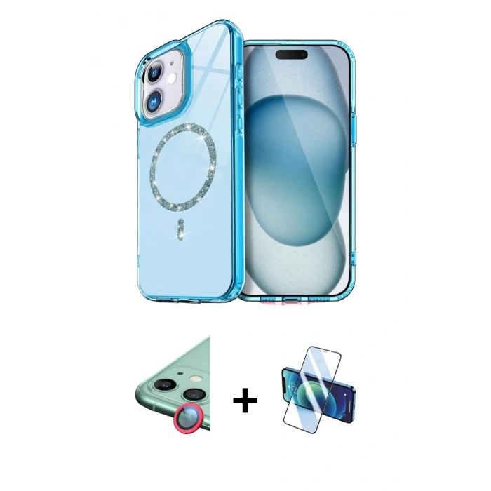 MARSİLYAN™- iPhone 11 Kılıf Kıvılcım Form Prime - Siyah 3D Antistatik Seramik Nano Ekran Koruyucu + Raze Metal Kamera Lens - KI