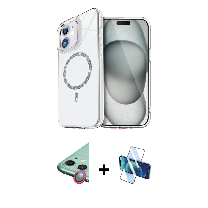 MARSİLYAN™- iPhone 11 Kılıf Kıvılcım Form Prime - Siyah 3D Antistatik Seramik Nano Ekran Koruyucu + Raze Metal Kamera Lens - KI