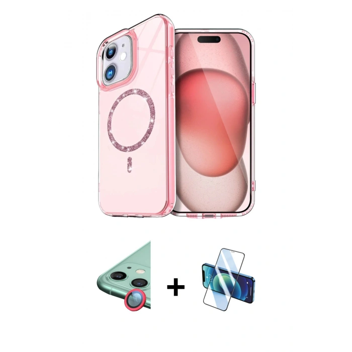 MARSİLYAN™- iPhone 11 Kılıf Kıvılcım Form Prime - Siyah 3D Antistatik Seramik Nano Ekran Koruyucu + Raze Metal Kamera Lens - KI