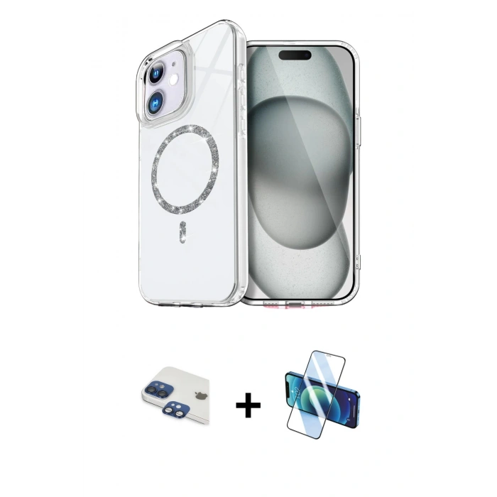 MARSİLYAN™- iPhone 11 Kılıf Kıvılcım Form Prime - Siyah 3D Antistatik Seramik Nano Ekran Koruyucu + Pers Alüminyum Kamera Lens - LT