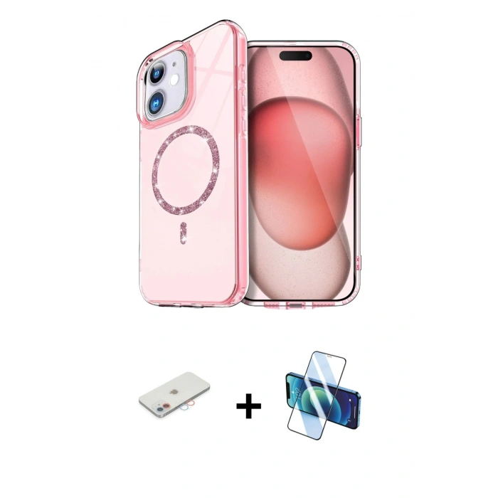 MARSİLYAN™- iPhone 11 Kılıf Kıvılcım Form Prime - Siyah 3D Antistatik Seramik Nano Ekran Koruyucu + Renkli Kamera Lens Koruma Cam - PE