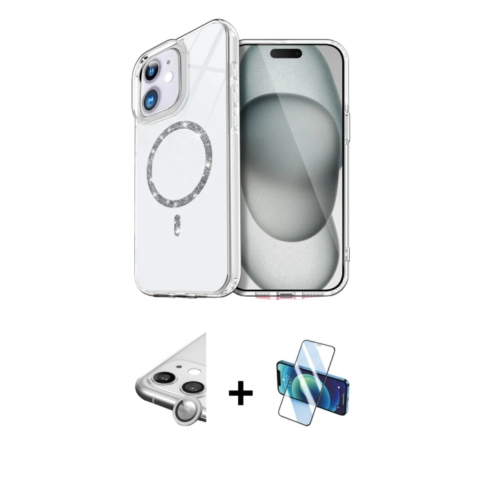 MARSİLYAN™- iPhone 11 Kılıf Kıvılcım Form Prime - Siyah 3D Antistatik Seramik Nano Ekran Koruyucu + Raze Metal Kamera Lens - GS