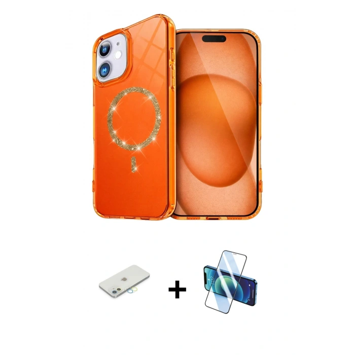 MARSİLYAN™- iPhone 11 Kılıf Kıvılcım Form Prime - Siyah 3D Antistatik Seramik Nano Ekran Koruyucu + Renkli Kamera Lens Koruma Cam - SI
