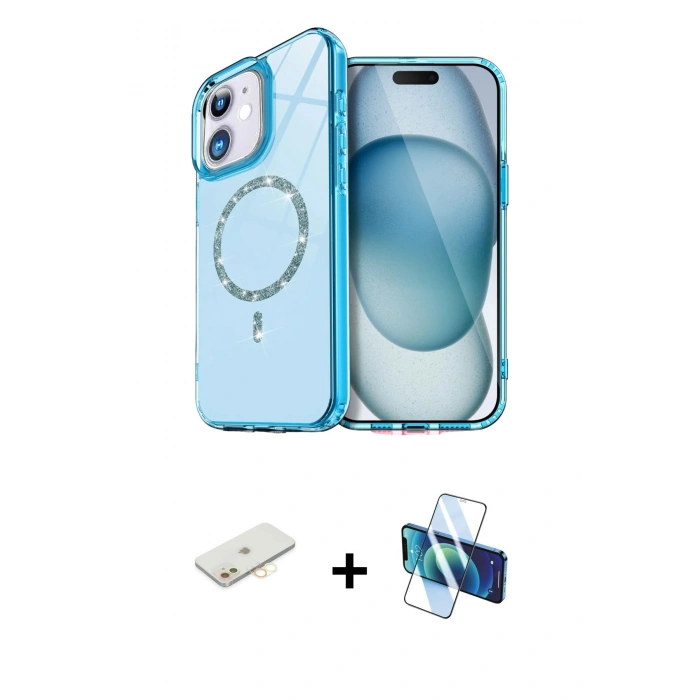 MARSİLYAN™- iPhone 11 Kılıf Kıvılcım Form Prime - Siyah 3D Antistatik Seramik Nano Ekran Koruyucu + Sarı Renkli Kamera Lens Koruma Cam