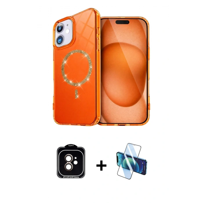 MARSİLYAN™- iPhone 11 Kılıf Kıvılcım Form Prime - Siyah 3D Antistatik Seramik Nano Ekran Koruyucu + PVD Metal Kamera Lens - TU