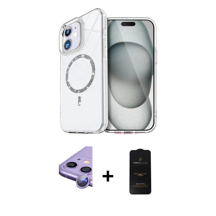 MARSİLYAN™- iPhone 11 Kılıf Kıvılcım Form Prime - Siyah 6D Antistatik Mat Seramik Hayalet Nano Ekran Koruyucu + Raze Metal Kamera Lens - MR
