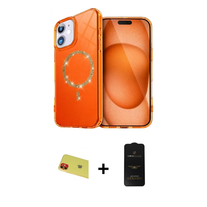 MARSİLYAN™- iPhone 11 Kılıf Kıvılcım Form Prime - Siyah 6D Antistatik Mat Seramik Hayalet Nano Ekran Koruyucu + Rainbow Kamera Lens Koruma Cam - KI
