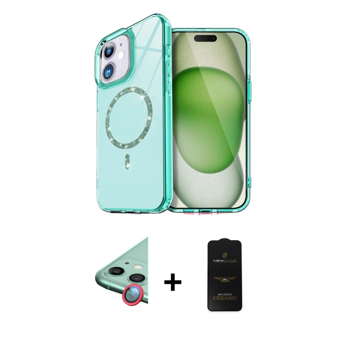 MARSİLYAN™- iPhone 11 Kılıf Kıvılcım Form Prime - Siyah 6D Antistatik Mat Seramik Hayalet Nano Ekran Koruyucu + Kırmızı Raze Metal Kamera Lens