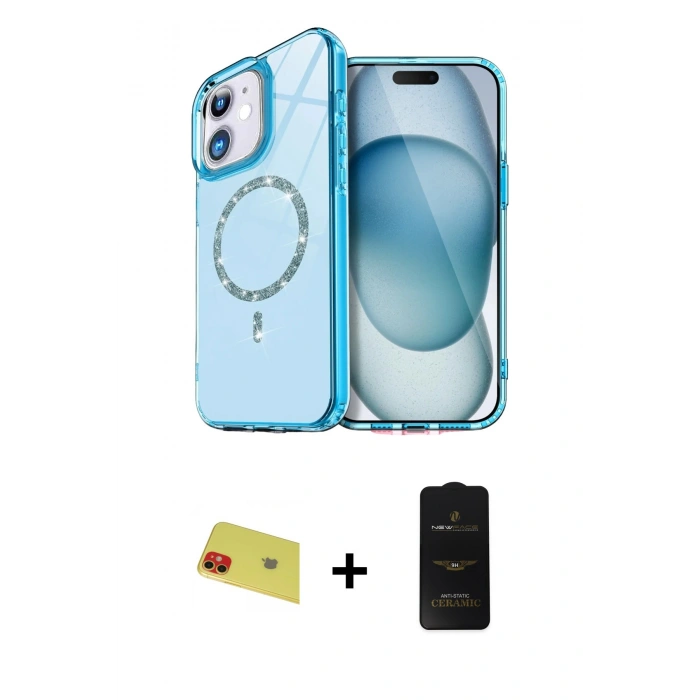 MARSİLYAN™- iPhone 11 Kılıf Kıvılcım Form Prime - Siyah 6D Antistatik Mat Seramik Hayalet Nano Ekran Koruyucu + Rainbow Kamera Lens Koruma Cam - KI