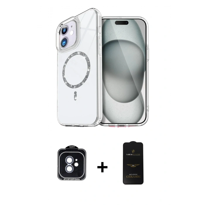 MARSİLYAN™- iPhone 11 Kılıf Kıvılcım Form Prime - Siyah 6D Antistatik Mat Seramik Hayalet Nano Ekran Koruyucu + PVD Metal Kamera Lens - MI