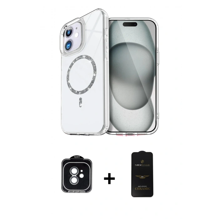 MARSİLYAN™- iPhone 11 Kılıf Kıvılcım Form Prime - Siyah 6D Antistatik Mat Seramik Hayalet Nano Ekran Koruyucu + PVD Metal Kamera Lens - YL