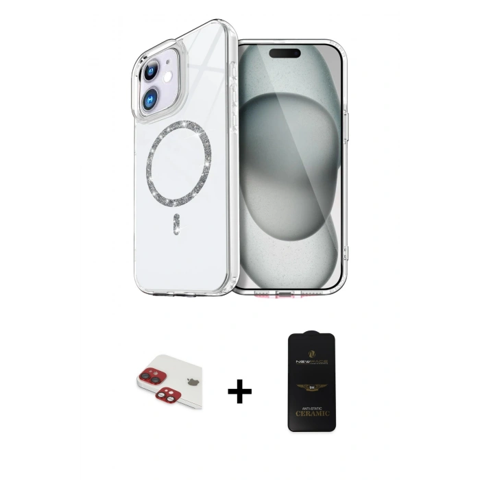 MARSİLYAN™- iPhone 11 Kılıf Kıvılcım Form Prime - Siyah 6D Antistatik Mat Seramik Hayalet Nano Ekran Koruyucu + Pers Alüminyum Kamera Lens - KI