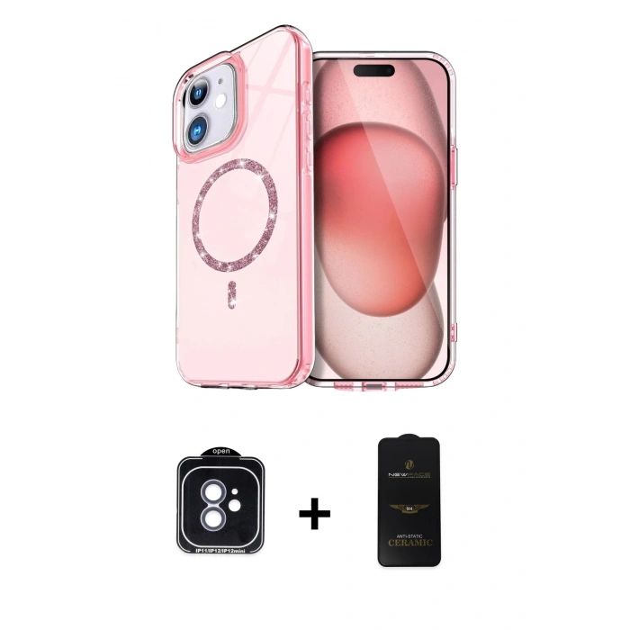 MARSİLYAN™- iPhone 11 Kılıf Kıvılcım Form Prime - Siyah 6D Antistatik Mat Seramik Hayalet Nano Ekran Koruyucu + PVD Metal Kamera Lens - MI