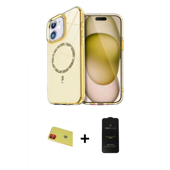 MARSİLYAN™- iPhone 11 Kılıf Kıvılcım Form Prime - Siyah 6D Antistatik Mat Seramik Hayalet Nano Ekran Koruyucu + Rainbow Kamera Lens Koruma Cam - KI