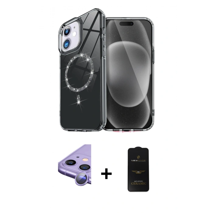 MARSİLYAN™- iPhone 11 Kılıf Kıvılcım Form Prime - Siyah 6D Antistatik Mat Seramik Hayalet Nano Ekran Koruyucu + Raze Metal Kamera Lens - MR