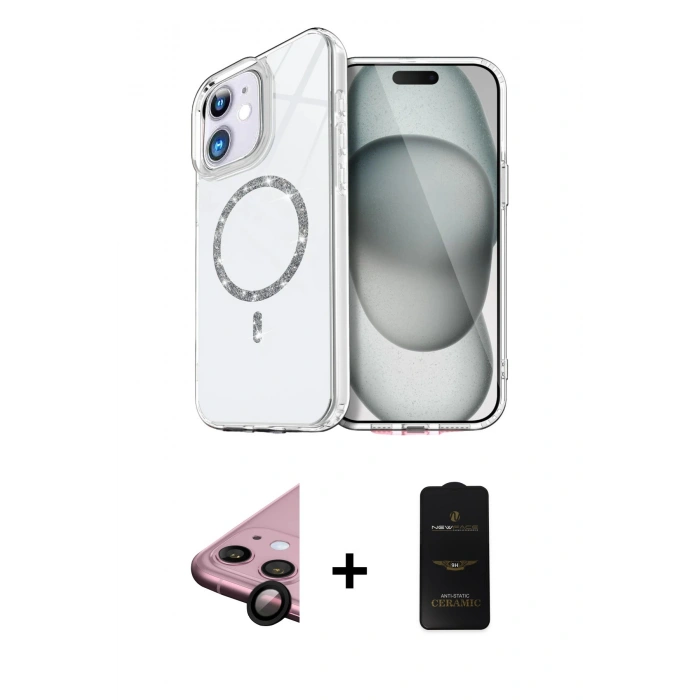 MARSİLYAN™- iPhone 11 Kılıf Kıvılcım Form Prime - Siyah 6D Antistatik Mat Seramik Hayalet Nano Ekran Koruyucu + Raze Metal Kamera Lens - SH
