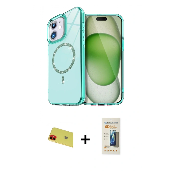 MARSİLYAN™- iPhone 11 Kılıf Kıvılcım Form Prime - Siyah 6D Mat Seramik Hayalet Nano Ekran Koruyucu + Rainbow Kamera Lens Koruma Cam - KI
