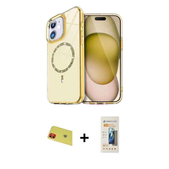MARSİLYAN™- iPhone 11 Kılıf Kıvılcım Form Prime - Siyah 6D Mat Seramik Hayalet Nano Ekran Koruyucu + Rainbow Kamera Lens Koruma Cam - KI