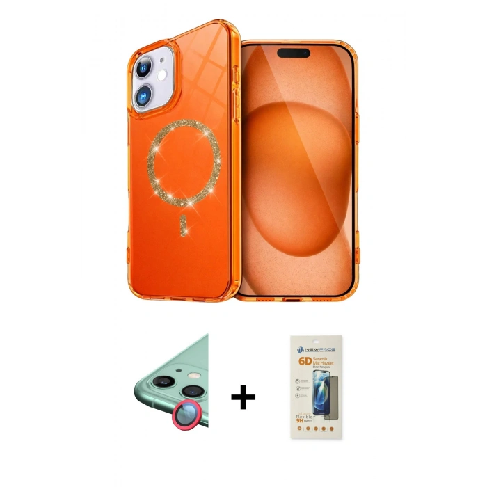 MARSİLYAN™- iPhone 11 Kılıf Kıvılcım Form Prime - Siyah 6D Mat Seramik Hayalet Nano Ekran Koruyucu + Raze Metal Kamera Lens - KI