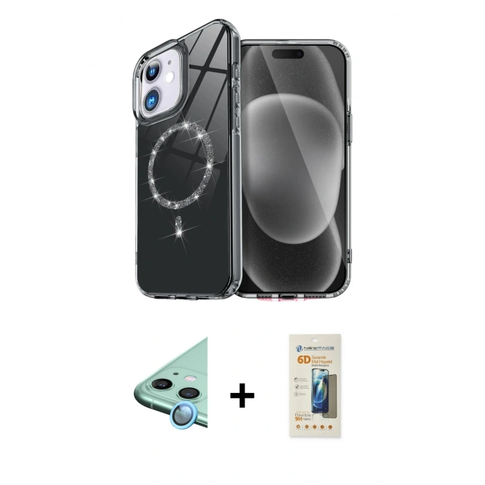 MARSİLYAN™- iPhone 11 Kılıf Kıvılcım Form Prime - Siyah 6D Mat Seramik Hayalet Nano Ekran Koruyucu + Raze Metal Kamera Lens - MI