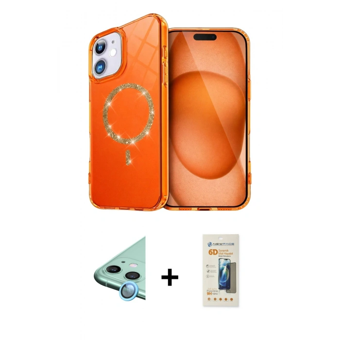 MARSİLYAN™- iPhone 11 Kılıf Kıvılcım Form Prime - Siyah 6D Mat Seramik Hayalet Nano Ekran Koruyucu + Raze Metal Kamera Lens - MI