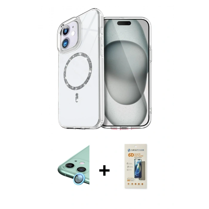MARSİLYAN™- iPhone 11 Kılıf Kıvılcım Form Prime - Siyah 6D Mat Seramik Hayalet Nano Ekran Koruyucu + Raze Metal Kamera Lens - MI