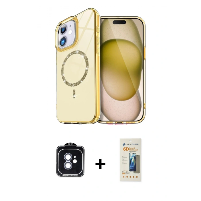 MARSİLYAN™- iPhone 11 Kılıf Kıvılcım Form Prime - Siyah 6D Mat Seramik Hayalet Nano Ekran Koruyucu + Mavi PVD Metal Kamera Lens