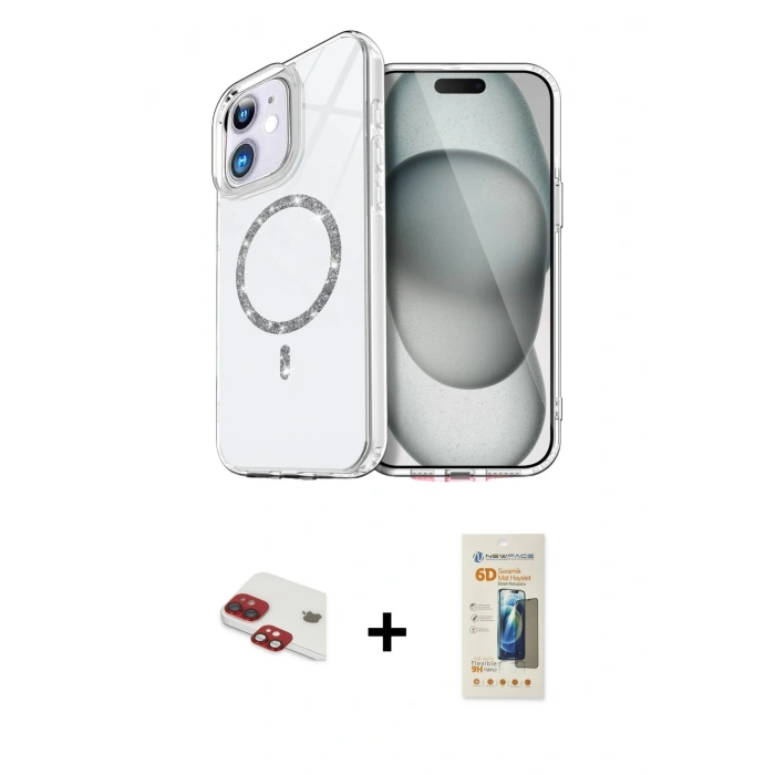 MARSİLYAN™- iPhone 11 Kılıf Kıvılcım Form Prime - Siyah 6D Mat Seramik Hayalet Nano Ekran Koruyucu + Pers Alüminyum Kamera Lens - KI