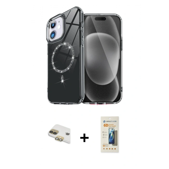 MARSİLYAN™- iPhone 11 Kılıf Kıvılcım Form Prime - Siyah 6D Mat Seramik Hayalet Nano Ekran Koruyucu + Pers Alüminyum Kamera Lens - GD