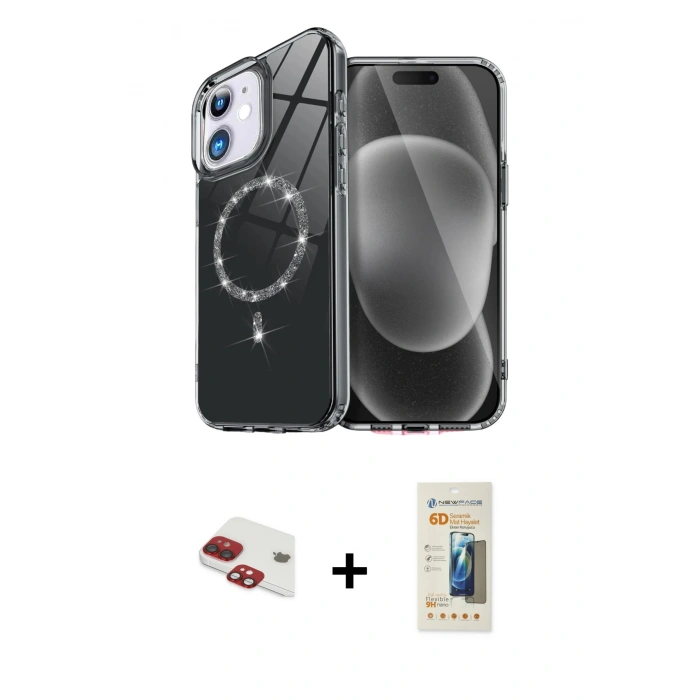 MARSİLYAN™- iPhone 11 Kılıf Kıvılcım Form Prime - Siyah 6D Mat Seramik Hayalet Nano Ekran Koruyucu + Pers Alüminyum Kamera Lens - KI