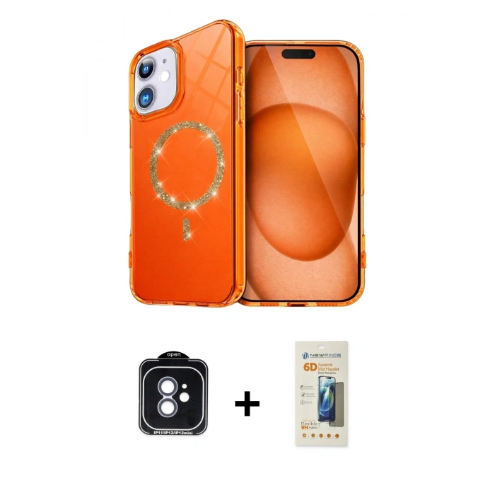 MARSİLYAN™- iPhone 11 Kılıf Kıvılcım Form Prime - Siyah 6D Mat Seramik Hayalet Nano Ekran Koruyucu + PVD Metal Kamera Lens - MI