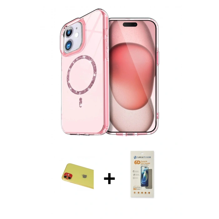 MARSİLYAN™- iPhone 11 Kılıf Kıvılcım Form Prime - Siyah 6D Mat Seramik Hayalet Nano Ekran Koruyucu + Rainbow Kamera Lens Koruma Cam - KI