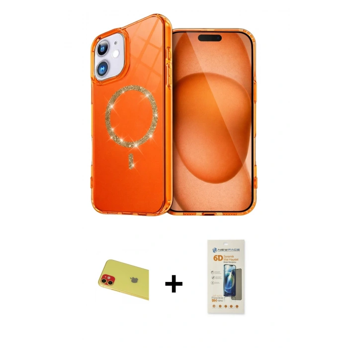 MARSİLYAN™- iPhone 11 Kılıf Kıvılcım Form Prime - Siyah 6D Mat Seramik Hayalet Nano Ekran Koruyucu + Rainbow Kamera Lens Koruma Cam - KI