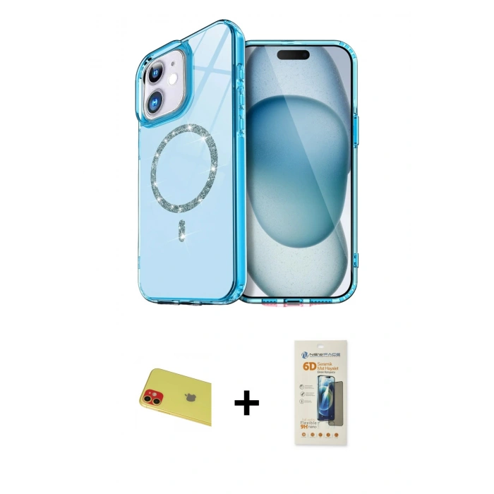 MARSİLYAN™- iPhone 11 Kılıf Kıvılcım Form Prime - Siyah 6D Mat Seramik Hayalet Nano Ekran Koruyucu + Rainbow Kamera Lens Koruma Cam - KI