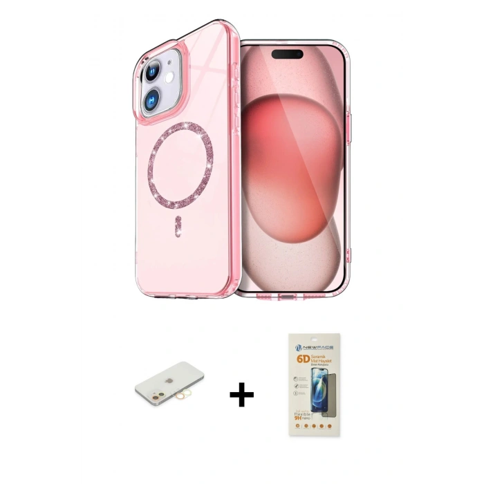 MARSİLYAN™- iPhone 11 Kılıf Kıvılcım Form Prime - Siyah 6D Mat Seramik Hayalet Nano Ekran Koruyucu + Renkli Kamera Lens Koruma Cam - SI
