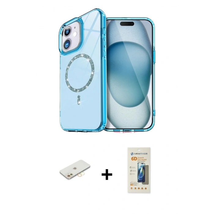 MARSİLYAN™- iPhone 11 Kılıf Kıvılcım Form Prime - Siyah 6D Mat Seramik Hayalet Nano Ekran Koruyucu + Renkli Kamera Lens Koruma Cam - SI