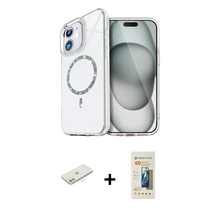 MARSİLYAN™- iPhone 11 Kılıf Kıvılcım Form Prime - Siyah 6D Mat Seramik Hayalet Nano Ekran Koruyucu + Renkli Kamera Lens Koruma Cam - SI