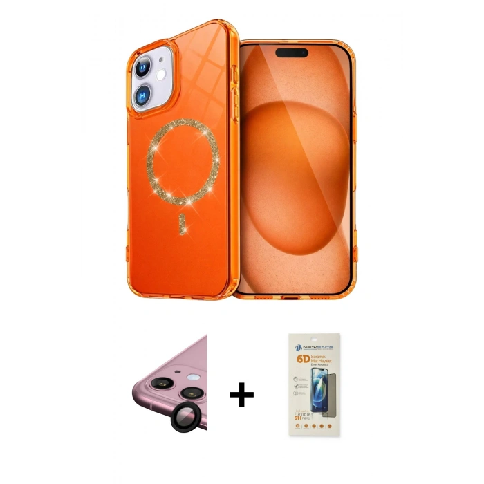 MARSİLYAN™- iPhone 11 Kılıf Kıvılcım Form Prime - Siyah 6D Mat Seramik Hayalet Nano Ekran Koruyucu + Raze Metal Kamera Lens - SH