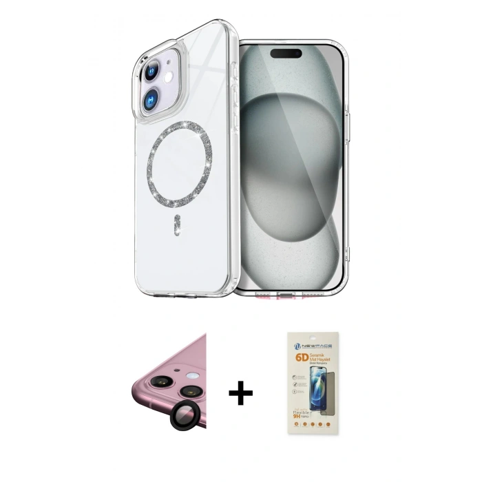 MARSİLYAN™- iPhone 11 Kılıf Kıvılcım Form Prime - Siyah 6D Mat Seramik Hayalet Nano Ekran Koruyucu + Raze Metal Kamera Lens - SH
