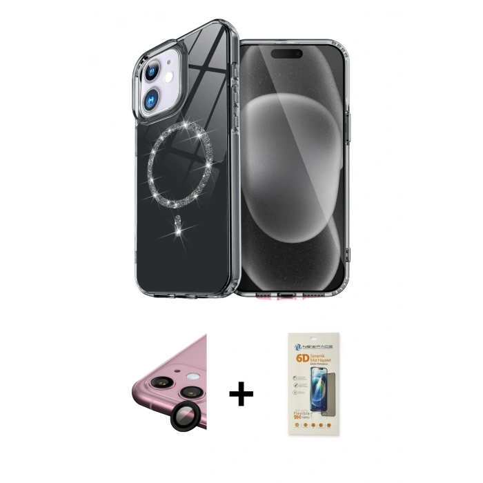 MARSİLYAN™- iPhone 11 Kılıf Kıvılcım Form Prime - Siyah 6D Mat Seramik Hayalet Nano Ekran Koruyucu + Raze Metal Kamera Lens - SH