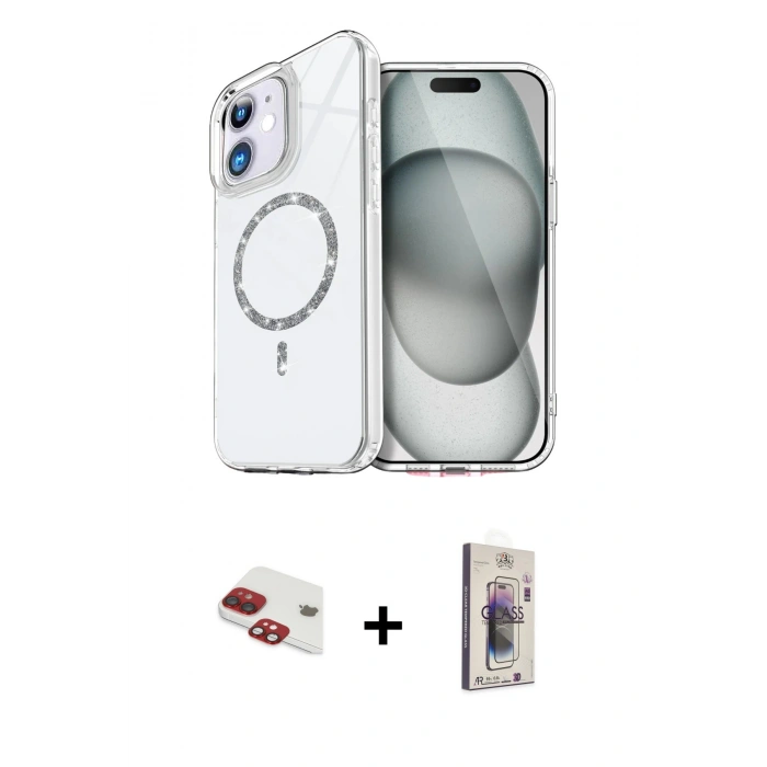 MARSİLYAN™- iPhone 11 Kılıf Kıvılcım Form Prime - Siyah Bilvis 3D Cam Ekran Koruyucu + Pers Alüminyum Kamera Lens - KI