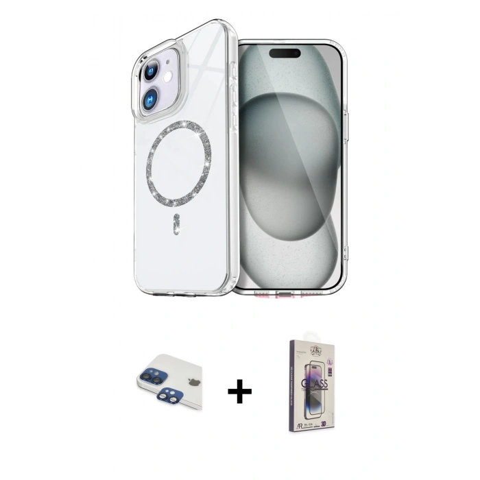 MARSİLYAN™- iPhone 11 Kılıf Kıvılcım Form Prime - Siyah Bilvis 3D Cam Ekran Koruyucu + Pers Alüminyum Kamera Lens - LT