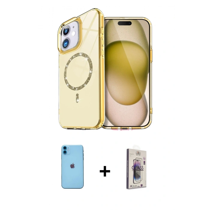 MARSİLYAN™- iPhone 11 Kılıf Kıvılcım Form Prime - Siyah Bilvis 3D Cam Ekran Koruyucu + Neon Fosforlu Kamera Lens - MI