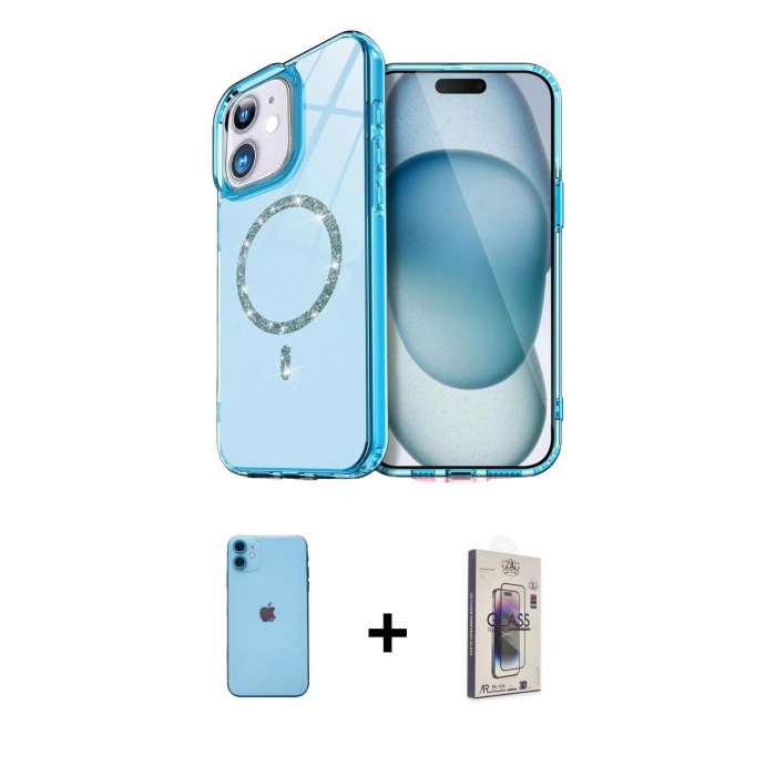 MARSİLYAN™- iPhone 11 Kılıf Kıvılcım Form Prime - Siyah Bilvis 3D Cam Ekran Koruyucu + Neon Fosforlu Kamera Lens - MI